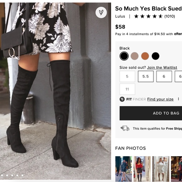 Lulus Shoes - So Much Yes Black Suede Over the Knee Boots